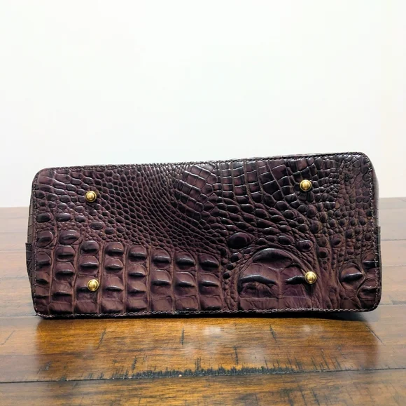 Vintage Brahmin Melbourne Anytime Brown Pecan Croc Leather Tote Shoulder Bag